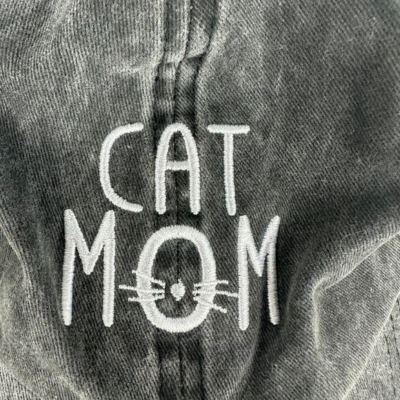 David and Young Womens Cat Mom Adjustable Grey Wash Distressed Baseball Hat OS - Picture 3 of 4